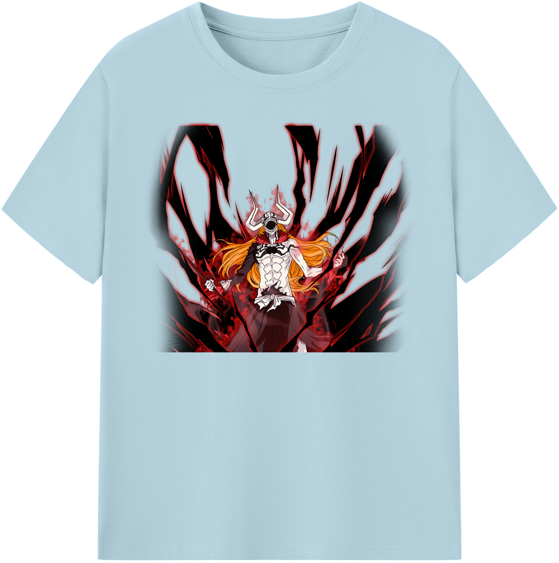 （画像用） ブリーチ 黒崎一護（くろさき いちご）BLEACH Kurosaki Ichigo 綿100％半袖Tシャツ（フロントプリント）